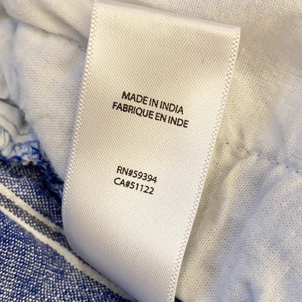 Beach Lunch Lounge Linen Blend Pants Blue White Stripe Womens Size Large - Picture 11 of 13